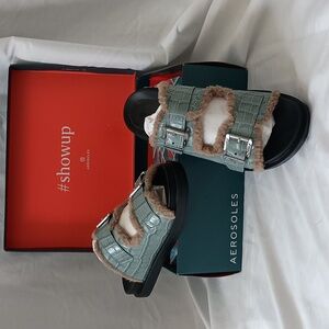 Brand New Aerosoles “Olivia” Lt Blue Leather Mule - Size 12M.